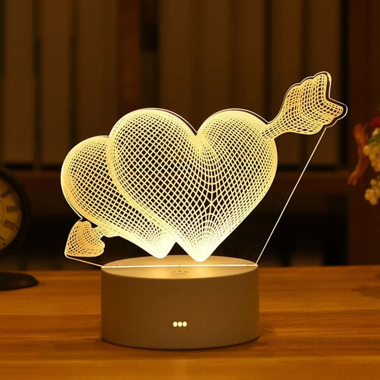 SOLVESS 3D Night Lamp - Hearts